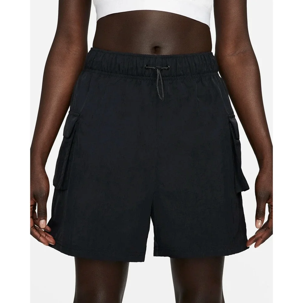 NIKE Sportswear Essential Woven High Rise Shorts XS Black DM6247-010